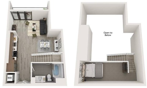 Floor plan for studio, 1 bath, 741 sqft